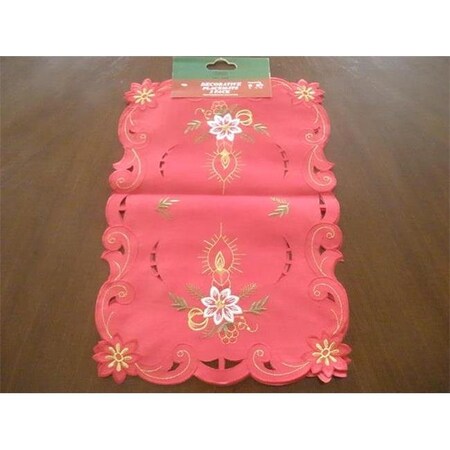 Tapestry Trading Tapestry Trading FQ31719-1454 14 x 54 in. Embroidered Christmas Poinsettia And Candles Cutwork Table Runner; Red FQ31719/1454